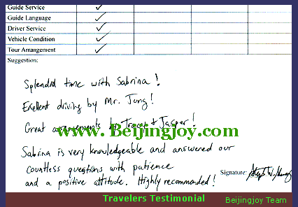 Beijing Tour Testimonial