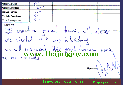 Beijing Tour Testimonial
